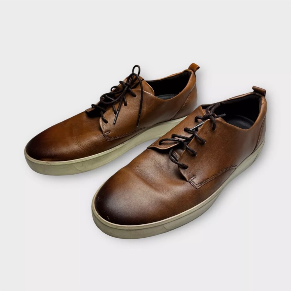 Ecco Danish Design Mens 44/10 Lace Up Shoes Brown Leather Sneaker Athletic